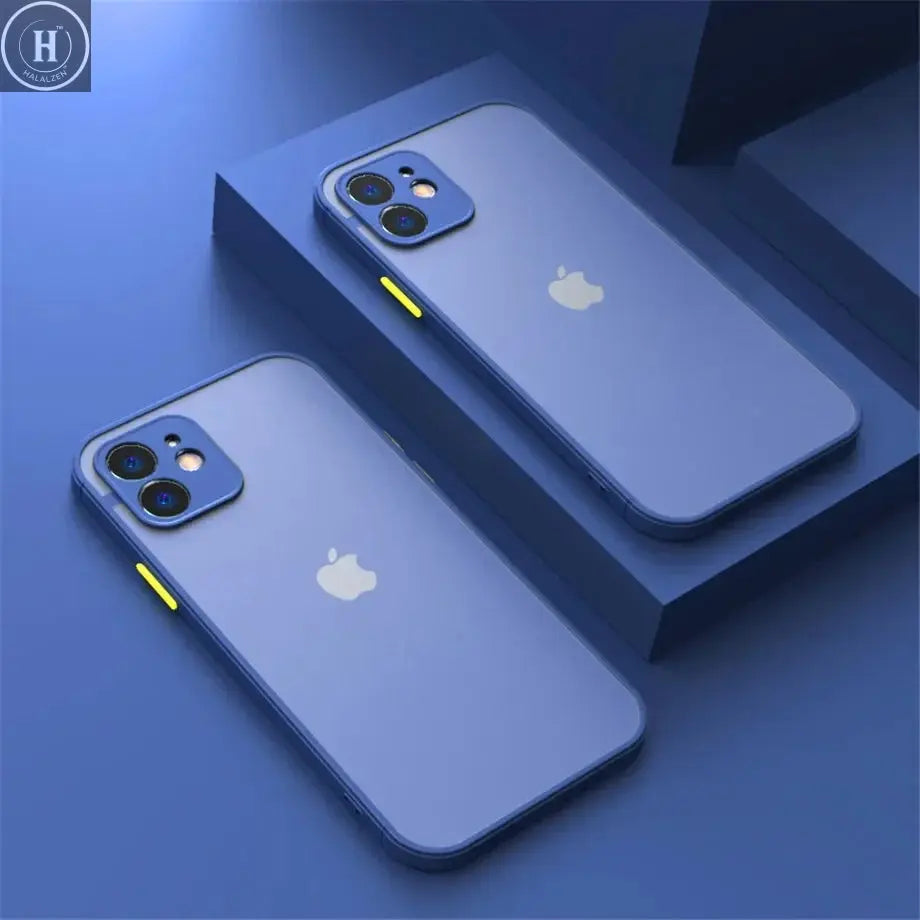 Shockproof Armor Matte Case For iPhone 11 12 13 14 15 16 Pro X XR XS Max 7 8Plus Luxury Silicone Bumper Clear Hard PC Cover Capa Halalzen UK