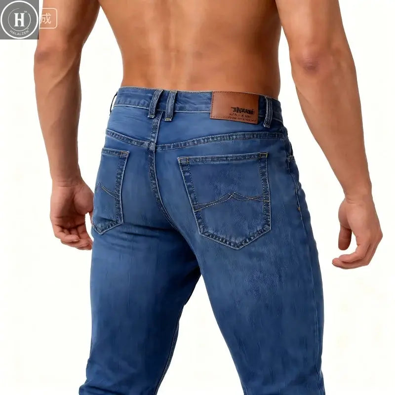 2025 New Autumn Classic Men's Fitted Stretch Jeans High-end Blue Black Casual All-Match Pants Straight Leg Men's Pants HALALZEN