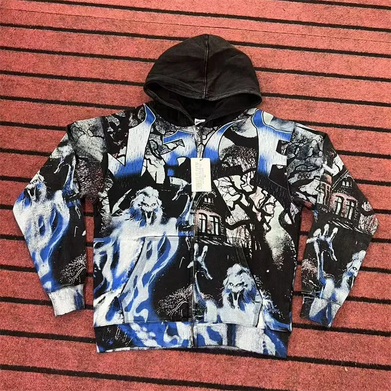 Black Washed VALLEY Zipper Jackets Men Women 1:1 Best Quality Oversized Vale Embroidered Logo Jackets