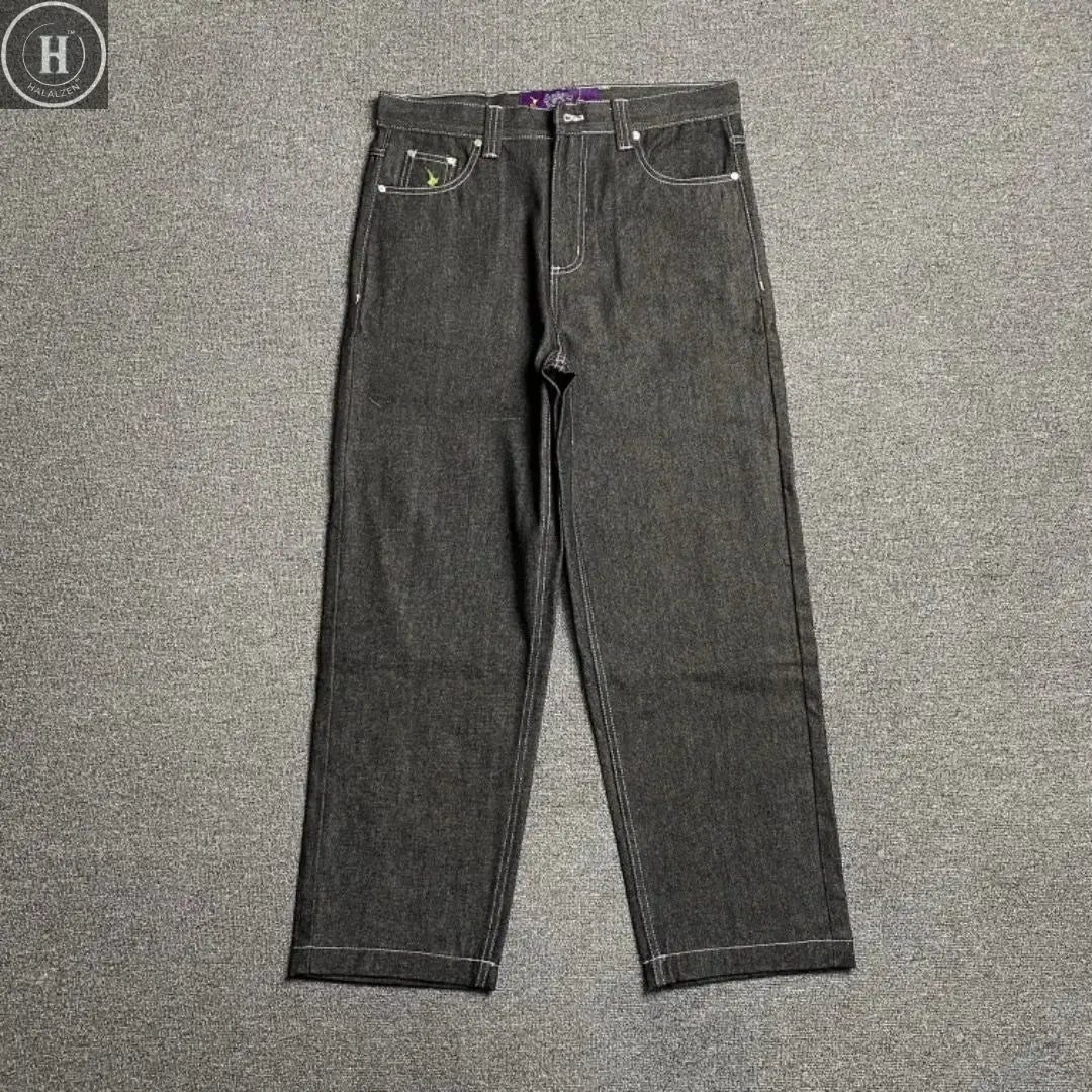 New Always Jeans High quality Printed Embroidery Straight Jeans Black Pants Men Jeans Printing Trend Street Wear AlwaysJeans Men HALALZEN