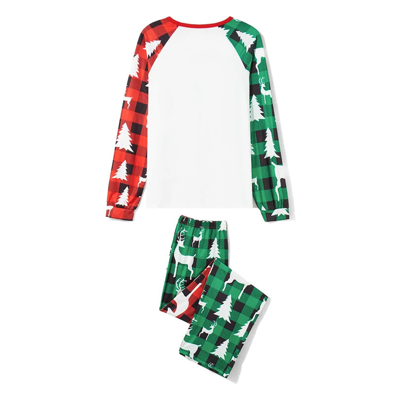 Christmas Family Pajamas Matching Set Reindeer Print Long Sleeve Tops and Striped Pants Sleepwear for the Holidays