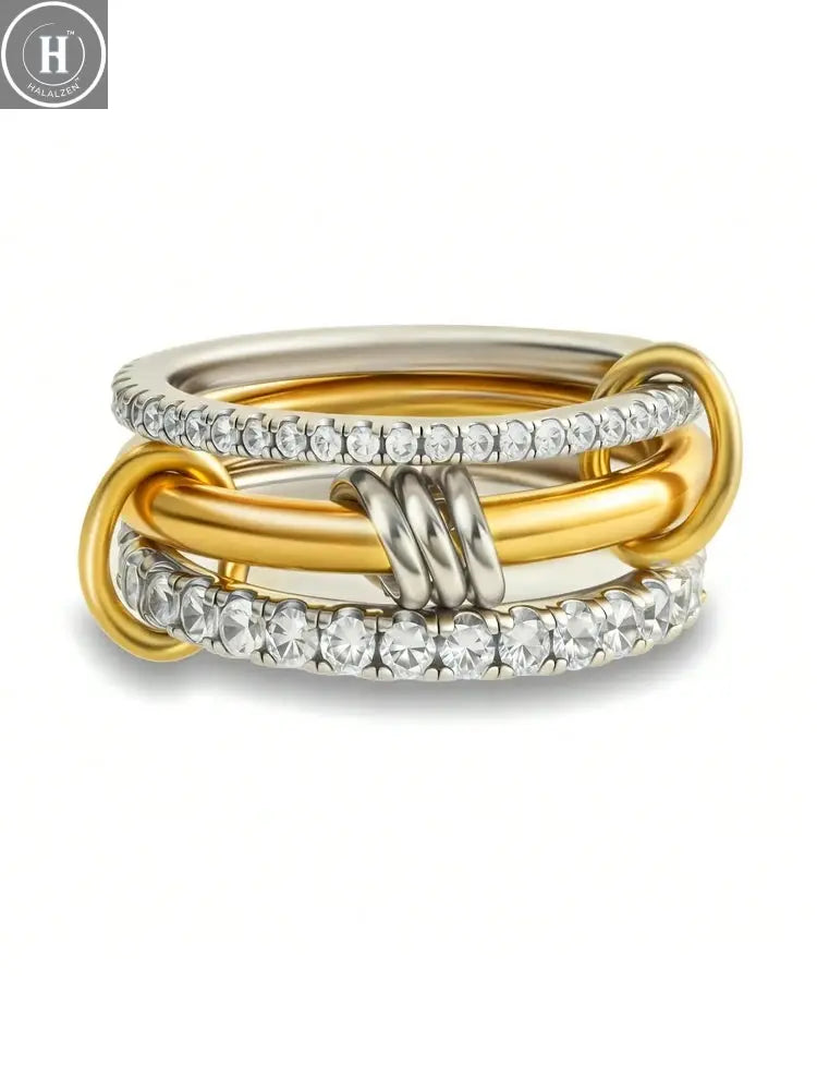 925 Sterling Silver Simple Fashion Multi-Layer Round Zircon Ring For Women Anniversary Daily Wear High Quality Fine Jewelry HALALZEN