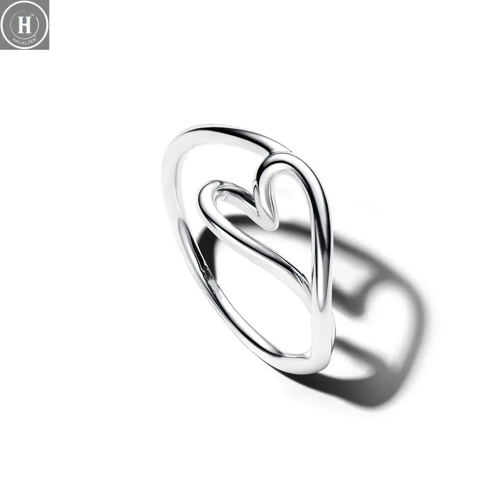 2026 Bestseller 925 Silver, Heart-Shaped Butterfly Ring, Sizes 6, 7, 8, 9, Perfect for European Women's Exquisite Charm Jewelry HALALZEN