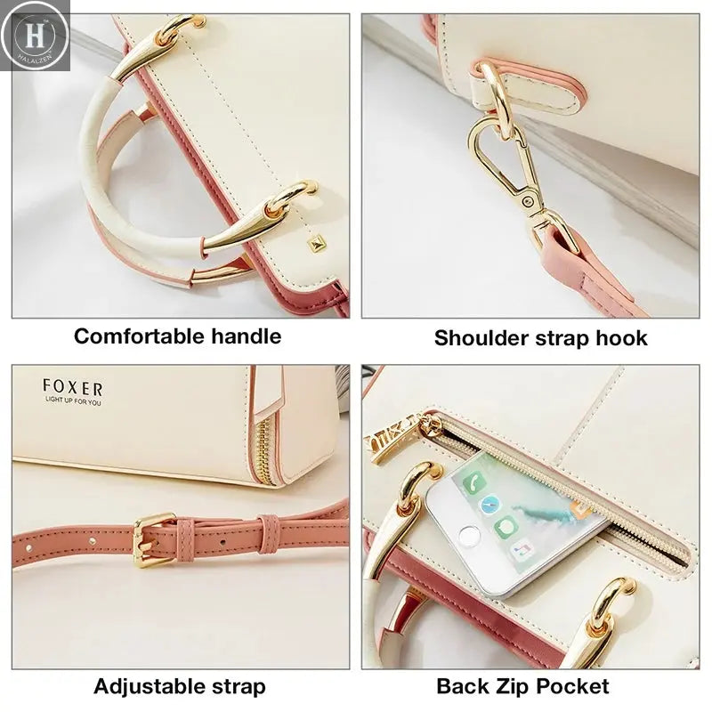 FOXER Split Leather Women Shoulder Bag Elegant Handbag 2025 Autumn Winter Female Large Tote Bag Luxury Design Crossbody Purse HALALZEN