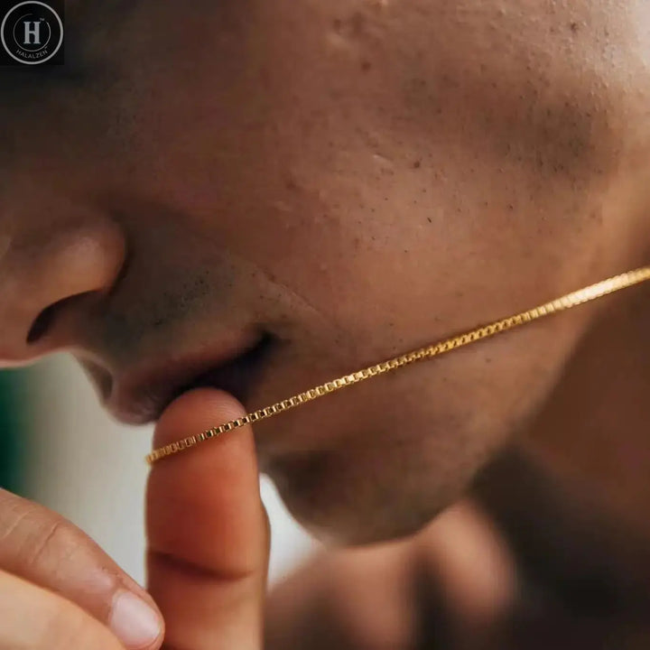 1.2mm Simple Stainless Steel Box Chain Necklace Gold Color Titanium Steel Men Necklace Fashion Women Jewelry Trend Accessories HALALZEN