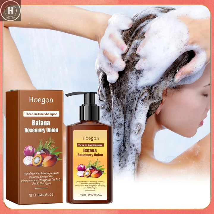 3in1 Batana Rosemary Shampoo Hair Growth Anti Loss Soothing Scalp Deep Cleansing Strengthen Hair Root Repair Nourishing Shampoo HALALZEN