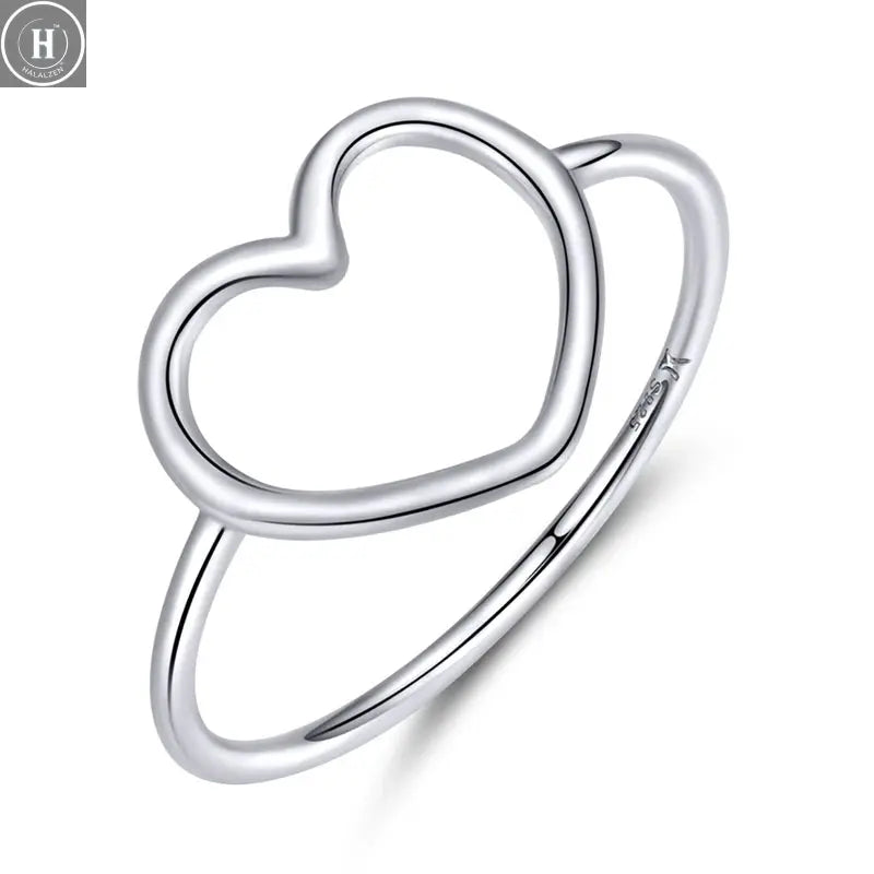 WOSTU European 925 Sterling Silver Simple Rings For Women Wedding Engagement Heart Rings With Zircon Original Female Jewelry HALALZEN