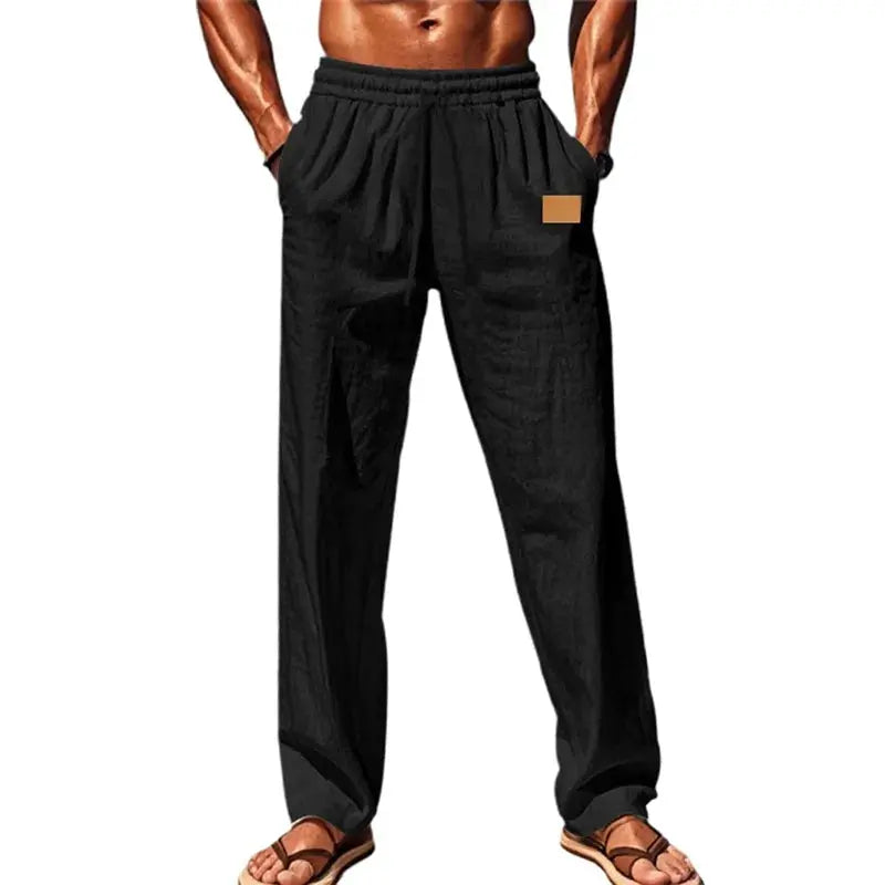 Men s Comfortable Elastic Waist Drawstring Pants with Loose Fit and Breathable Fabric Perfect for Casual Wear on the Beach or Halalzen UK