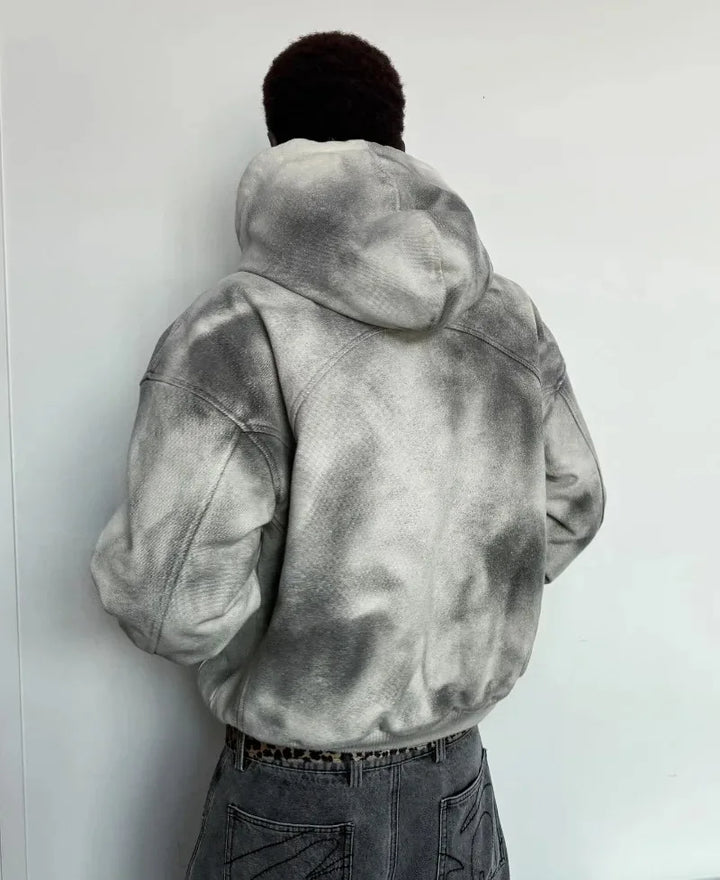 Retro High Street Washed Zipper Hoodie Goth Hip Hop Streetwear Women American Y2k Harajuku Fashion Oversized Sweatshirt Men