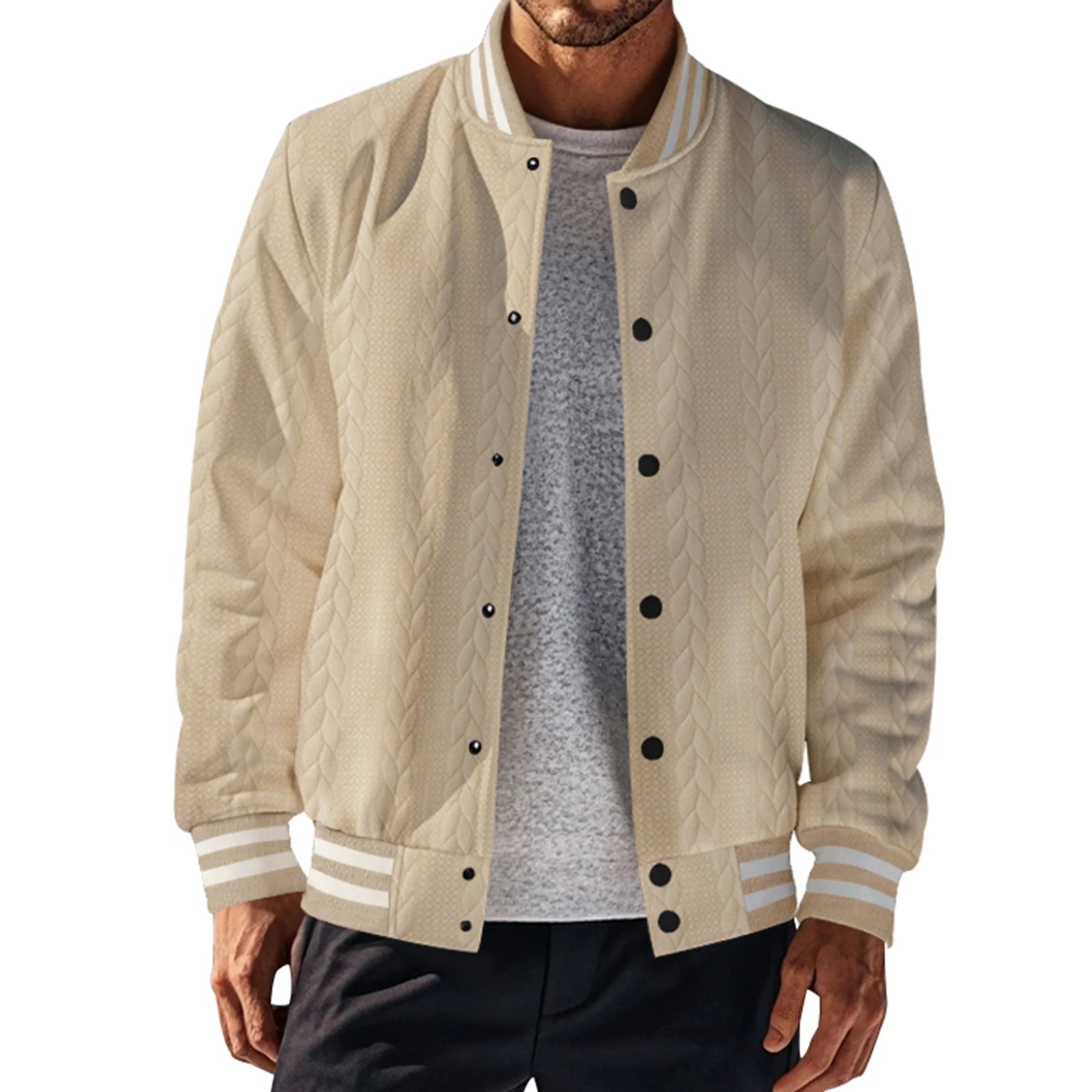 Men s Classic Bomber Jacket with Ribbed Cuffs and Hem Casual Lightweight Zip Up Baseball Coat for Fall Winter