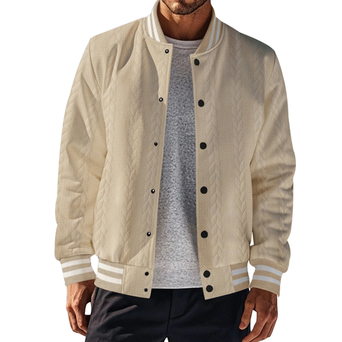 Men s Classic Bomber Jacket with Ribbed Cuffs and Hem Casual Lightweight Zip Up Baseball Coat for Fall Winter