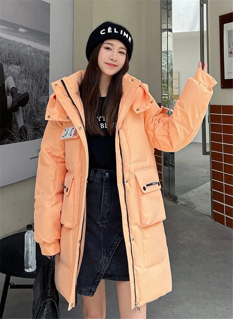 2023 New Women's Jacket Winter Parka Down Cotton Jackets Casual Long Coat Loose Thick Warm Hooded Parkas Waterproof Outwear