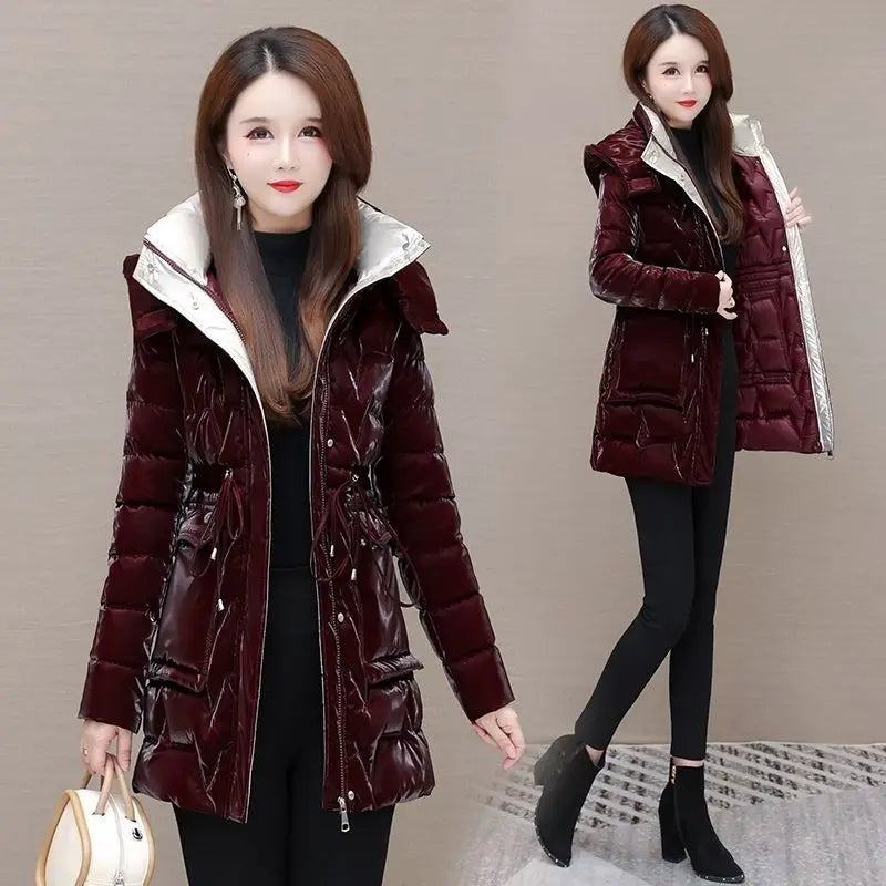 Winter windproof warm coat Detachable cap long anorak women's fashion coat casual waterproof coat