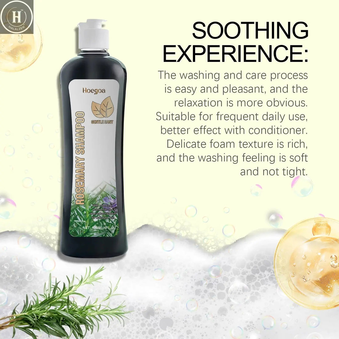 Rosemary Hair Care Set Shampoo Conditioner For Scalp Hair Strengthening Nourishing Natural Shine Smooth Soft Volumizing HALALZEN