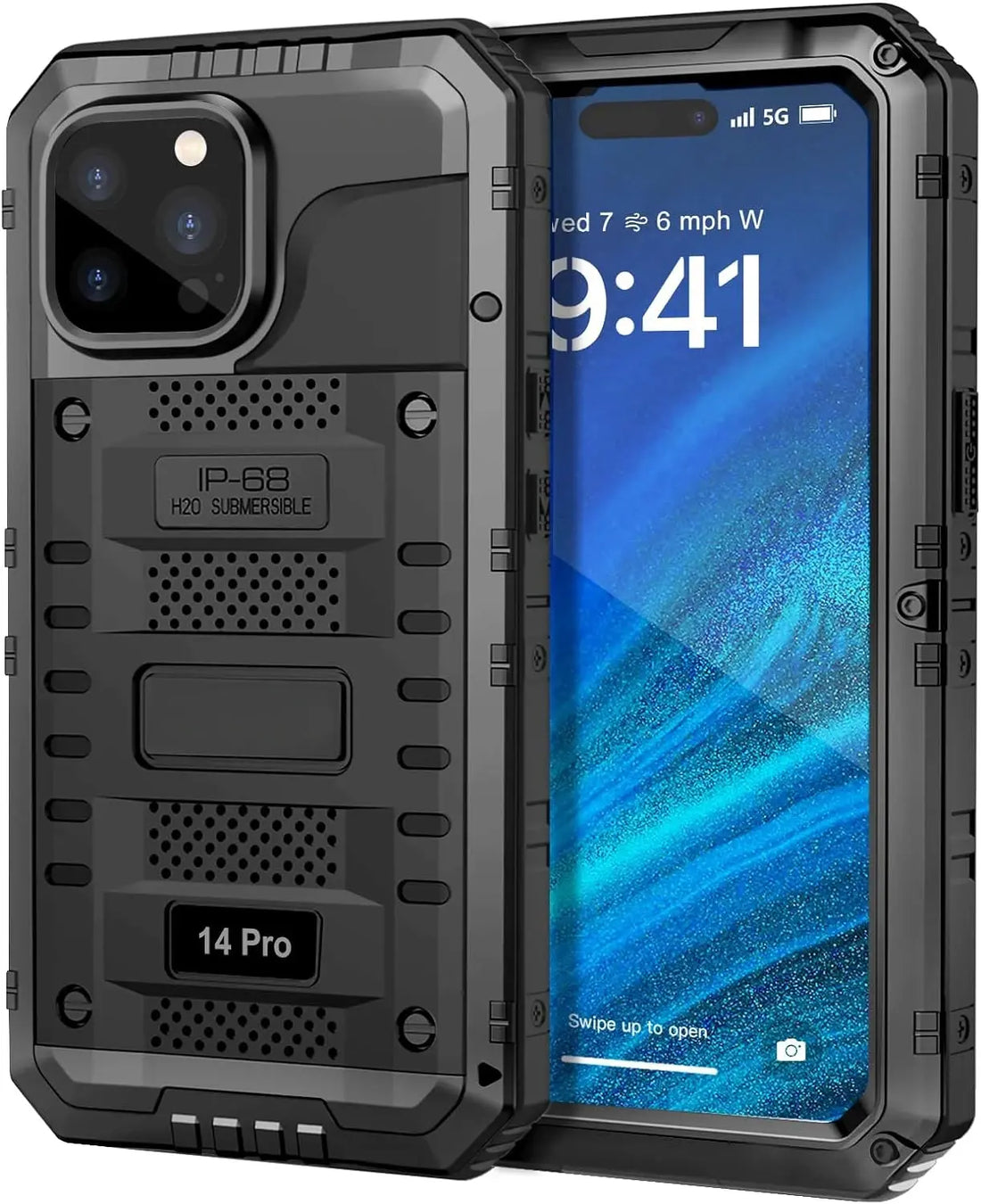 For iPhone 15 14 13 12 11 Pro Max XS XR 8 7 Plus SE3 IP68 Waterproof Rugged Metal Armor Case Shockproof Cover Screen Protector Halalzen UK