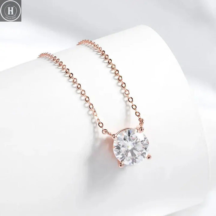 Smyoue 1-5CT Rose Gold Color Moissanite Necklace for Women D Color Sparkling Classic Lab Diamon Pendant Sterling Silver 925 100% HALALZEN