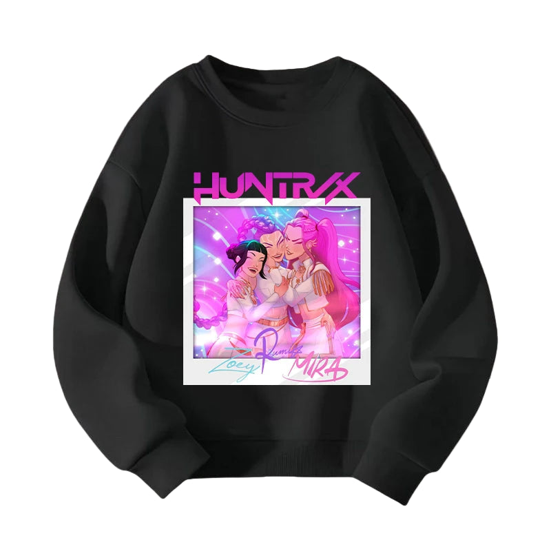 KPop Demon Hunters HUNTRIX Pirnt Hoodie Autumn Long Sleeve Tops Women's Clothing Sweatshirts