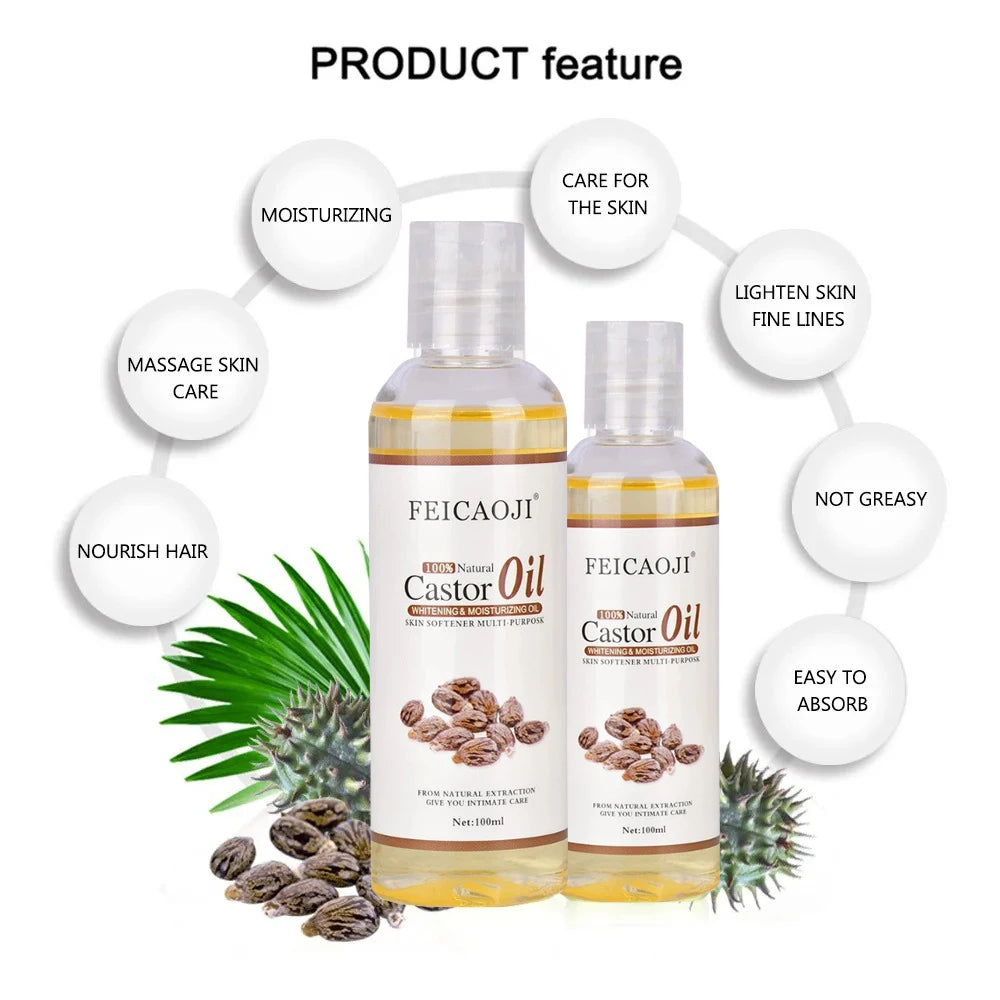 100% Organic Pressed Castor Oil for Face Relaxation Essential Oil Mixing Massage Body Oil Moisturizer Whitening For Skin 100ml HALALZEN