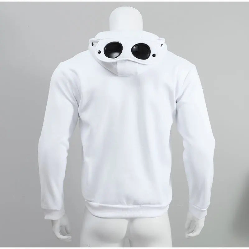 Spring Autumn Men's Casual Hooded Sweatshirt Trendy Zipper Up Sunglasses Hat Cardigan Unisex High Street Outdoor Jackets