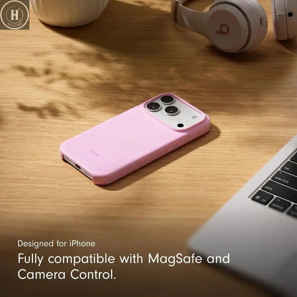 Matte Pebble Pink iPhone 17 Pro Case with MagSafe & Camera Protection, Microfiber Interior Halalzen UK