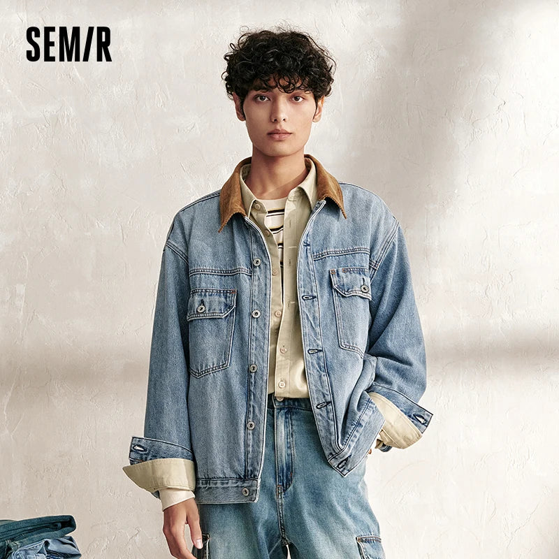 Semir Jacket Men Retro Loose Trendy Denim Jacket 2024 Autumn New