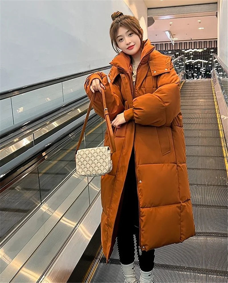 Winter Jacket 2023 New Long Straight Coat Casual Women Parkas Clothes Hooded Waterproof Jacket Female Snow Wear Outerwear