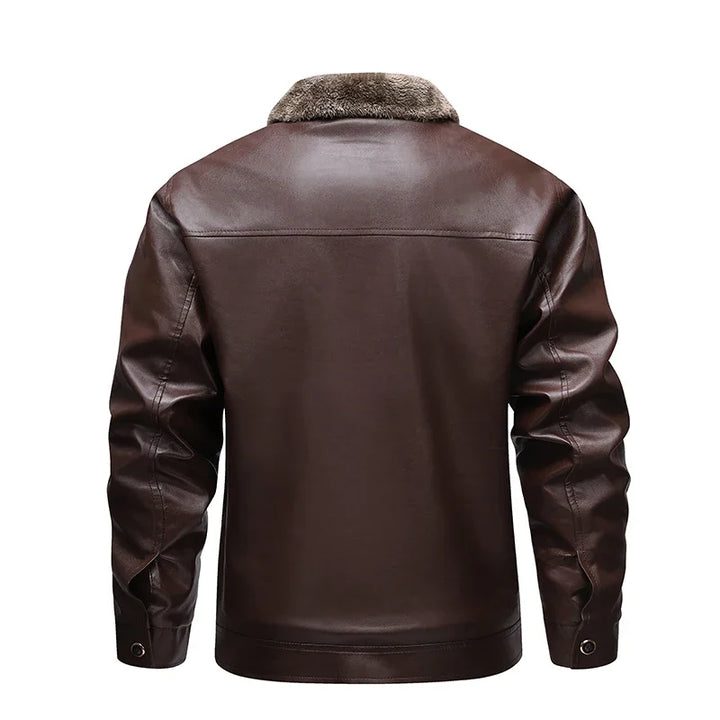 Winter Fleece-lined Leather Jacket Men 2025 New Coat Men's Top Windproof Leisure Mens Streetwear Zipper Retro Moto Biker Jackets