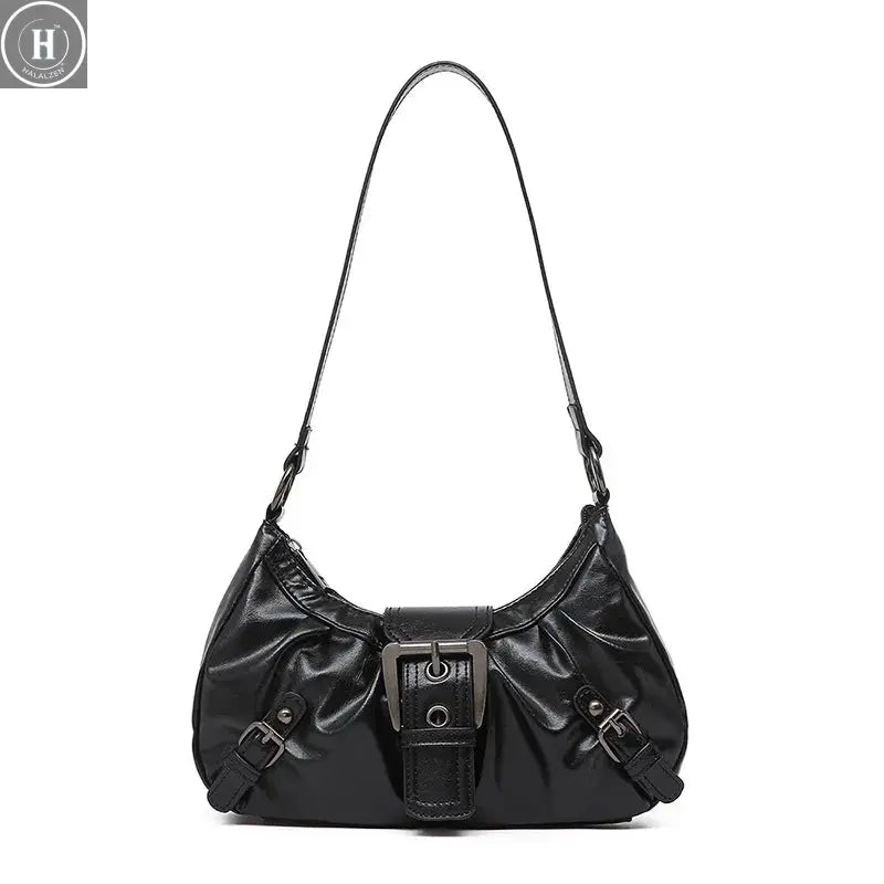 Y2K Retro Pleated Hobo Shoulder Bag for Women Hot Selling Maillard Style Underarm Bag Clutch Handbags for Travel Work Shopping HALALZEN