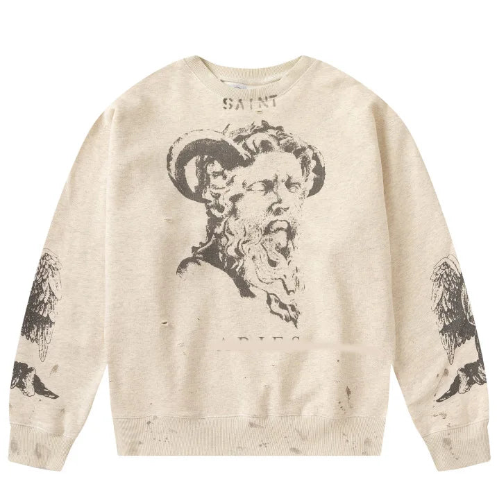 Washed Saint Jesus Hoodie Sweatshirt Men Women 1:1 Best Quality Oversize Vintage Pullovers Crewneck