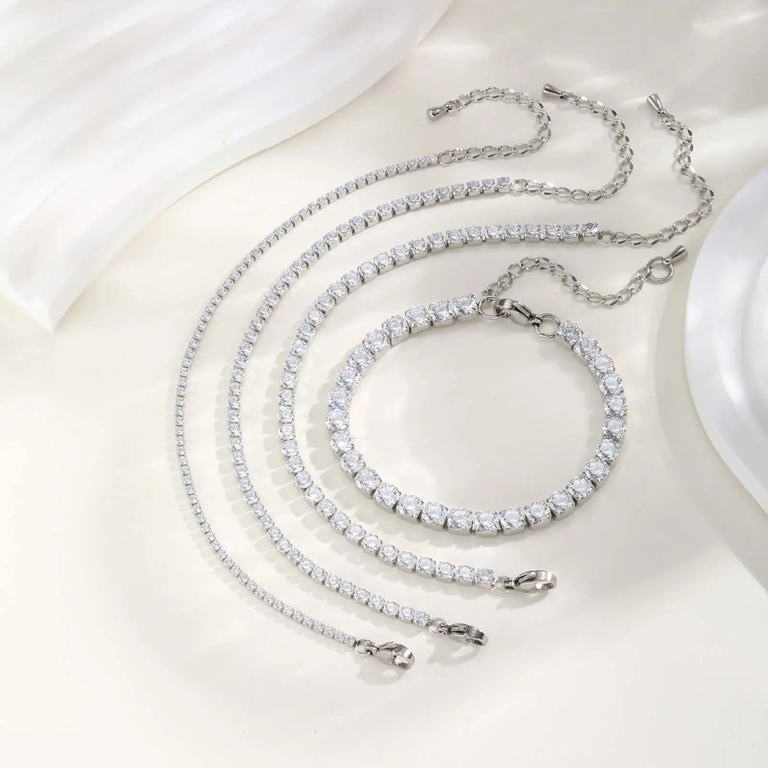 2/3/4/5MM Luxury Zircon Tennis Chain Bracelet for Women, Stainless Steel Bracelet Zircon Chain Bracelets, Dainty Jewelry Gift