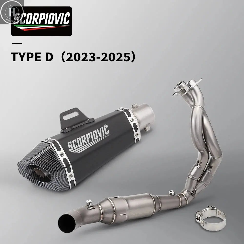 Carbon Fiber Moto Exhaust Escape Full System Muffler DB Killer Front mid Link Pipe for ER6N ER6F Versys 650 Z650 Ninja 650 HALALZEN