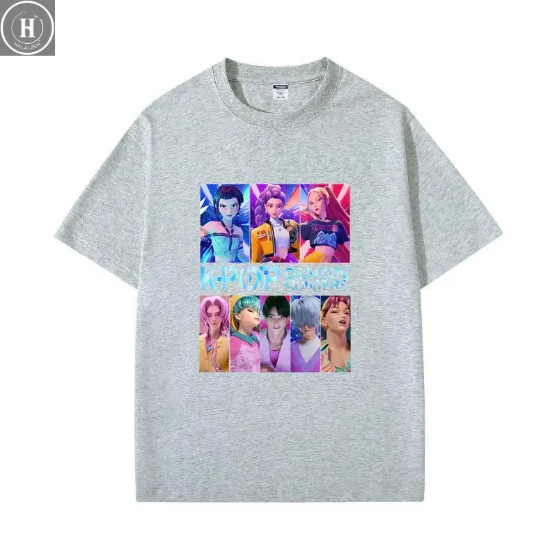 Kpop Demon Hunters HUNTRIX Saja Boys T Shirts Girls O-Neck Casual Women Summer Shirts Cotton T-shirt High Quality Clothing Tops HALALZEN