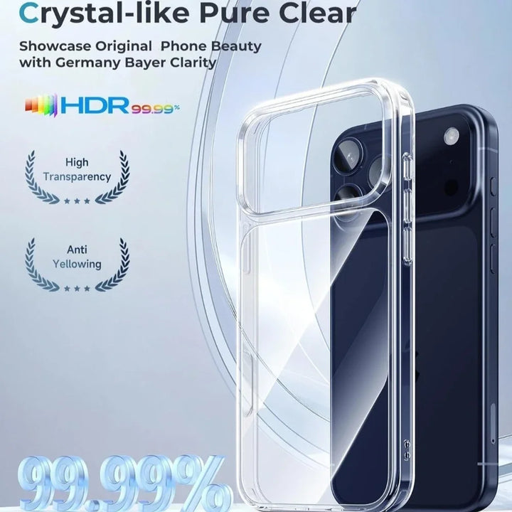 Crystal Clear Anti-Yellowing Transparent Phone Case for iPhone 17 Pro Max 17 Air 16 Pro 15 14 13 12 11 Shockproof Bumper Cover
