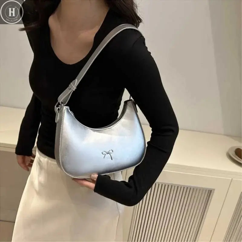 Bowknot Armpit Bag Korean Underarm Bag Luxury PU Leather Y2K Handbag Girls Shoulder Bag Clutch Purse Bolsa Feminina 2026 HALALZEN
