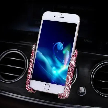 Crystal Car Phone Holder Car Air Vent Mount Clip Mobile Phone Holder Woman Diamond Auto Phone Bracket Interior Accessories Amagi