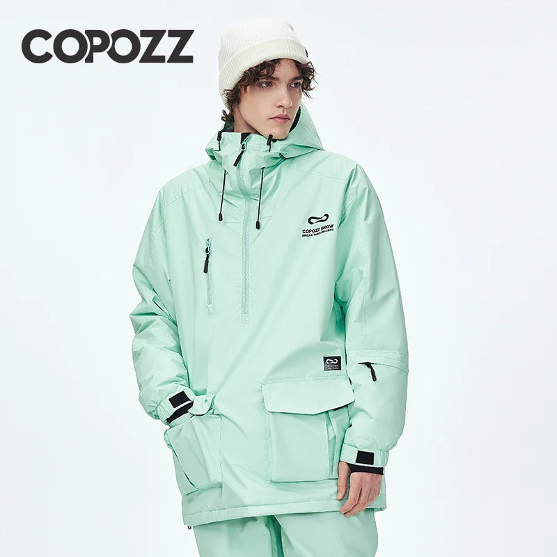 COPOZZ Waterproof Thicken Snow Clothes Women Hooded Windproof Ski Jacket Men Winter Warm Ski Pant Trousers Snowboard Coat Unisex