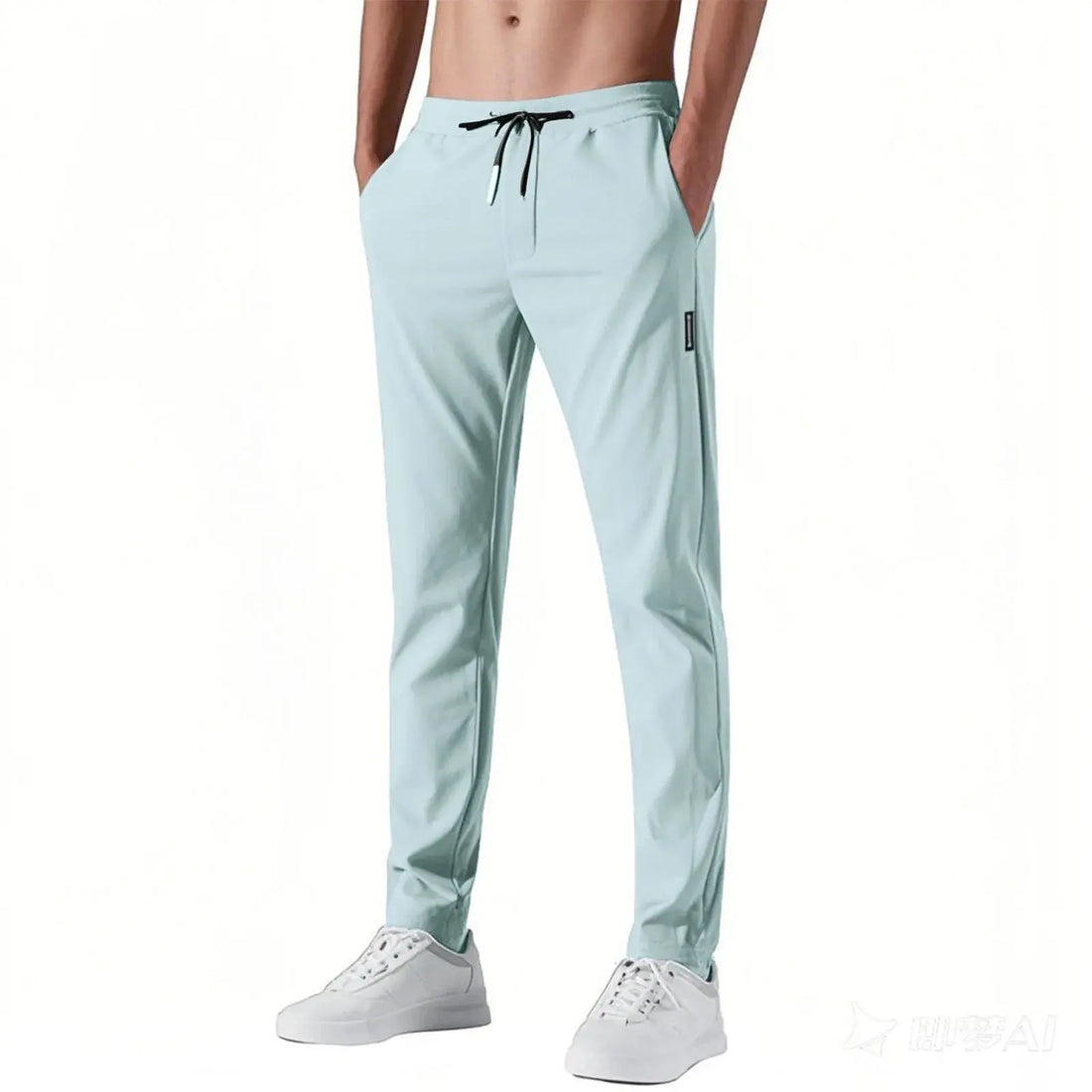 Men Fast Dry Stretch Pants Ice Silk Trousers Solid Color Mid-Waist Loose Breathable Straight-Leg Casual Pants Thin Sports Pants Halalzen UK