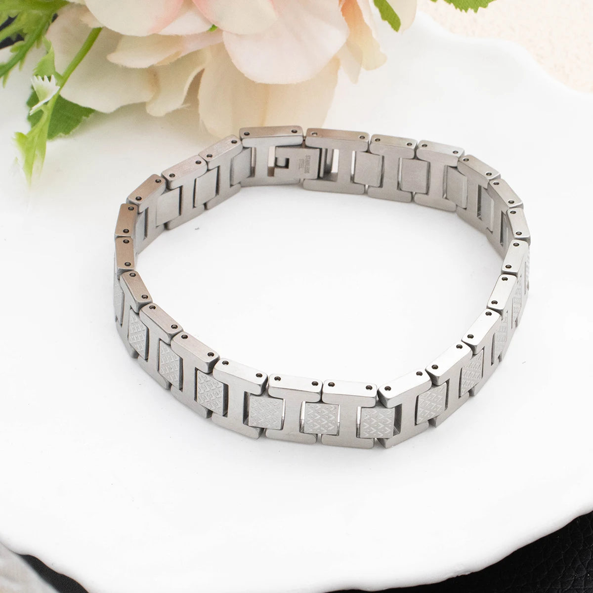 12MM Width Watch Strap Stainless Steel Bracelet Women/Men Fashion Minimalist Punk Style Bangle Party Holiday Jewelry Gifts