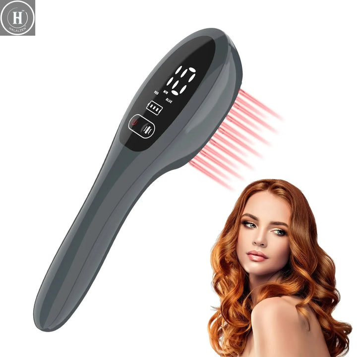 Electric Laser Hair Growth Comb Anti Hair Loss Therapy Comb Infrared 470nm 650nm LED Red Light Vibration Massage Hair Care Brush HALALZEN