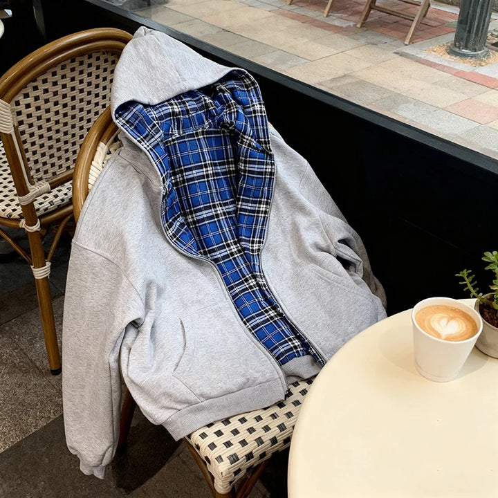 Street Fashion Trend Joker Hip Hop Vintage Zipper Hoodie Women Harajuku Y2K New Casual Loose Korean College Style Sweatshirt