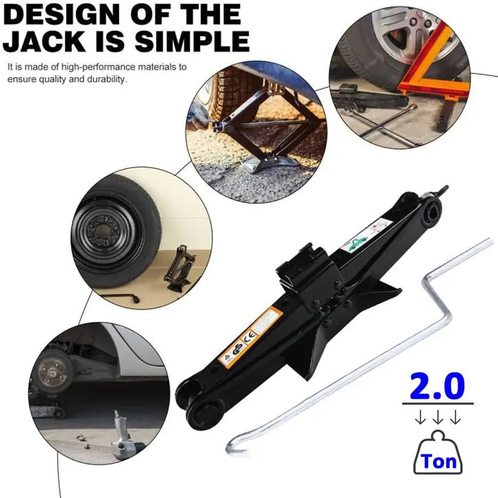 DayPlus Car Jack Trolley with Hand Crank,2Tonne for Cars, SUVs, MPV Small Trucks, Lifting Height 105-385 mm, Black