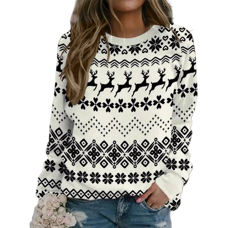 3D Print Women's Sweatshirts Christmas Snowman Sweatshirt Santa Claus Casual Crewneck Hoodie Y2k Street Fashion Pullover Tops