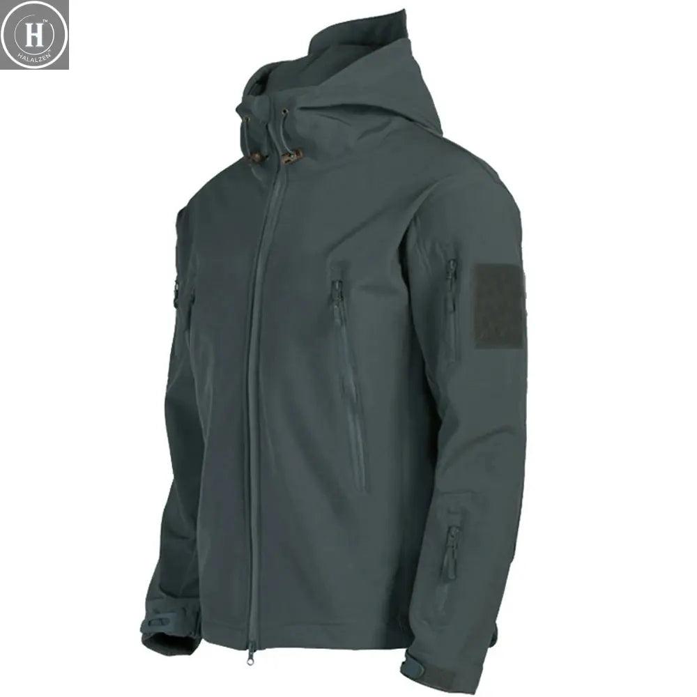 Military Shark Skin Soft Shell Jackets Men Tactical Windproof Waterproof jacket men Army Combat Jackets Mens Hooded Bomber Coats HALALZEN