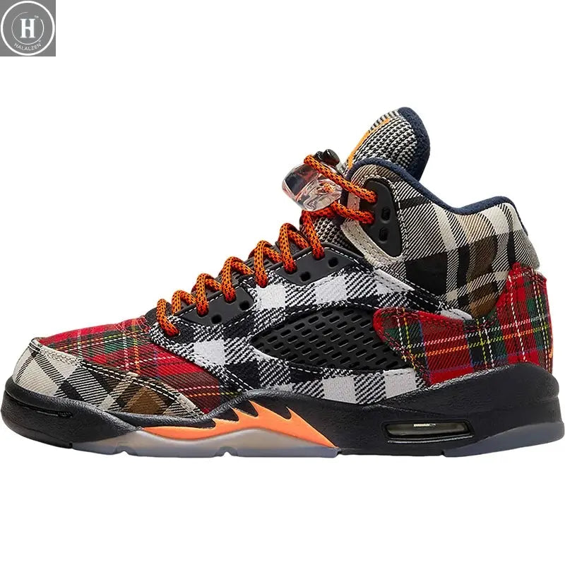 Nike genuine Jordan GS women's and children's checkered patchwork fashionable casual shoes FD4814-008 HALALZEN