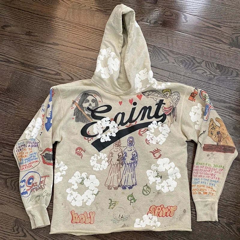 Washed Saint Jesus Hoodie Sweatshirt Men Women 1:1 Best Quality Oversize Vintage Pullovers Crewneck