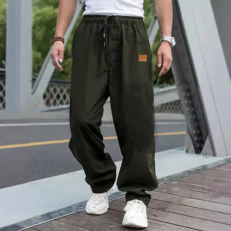 Men s Relaxed Fit Cargo Pants with Adjustable Drawstring Waistband and Multiple Pockets for Everyday Wear Halalzen UK