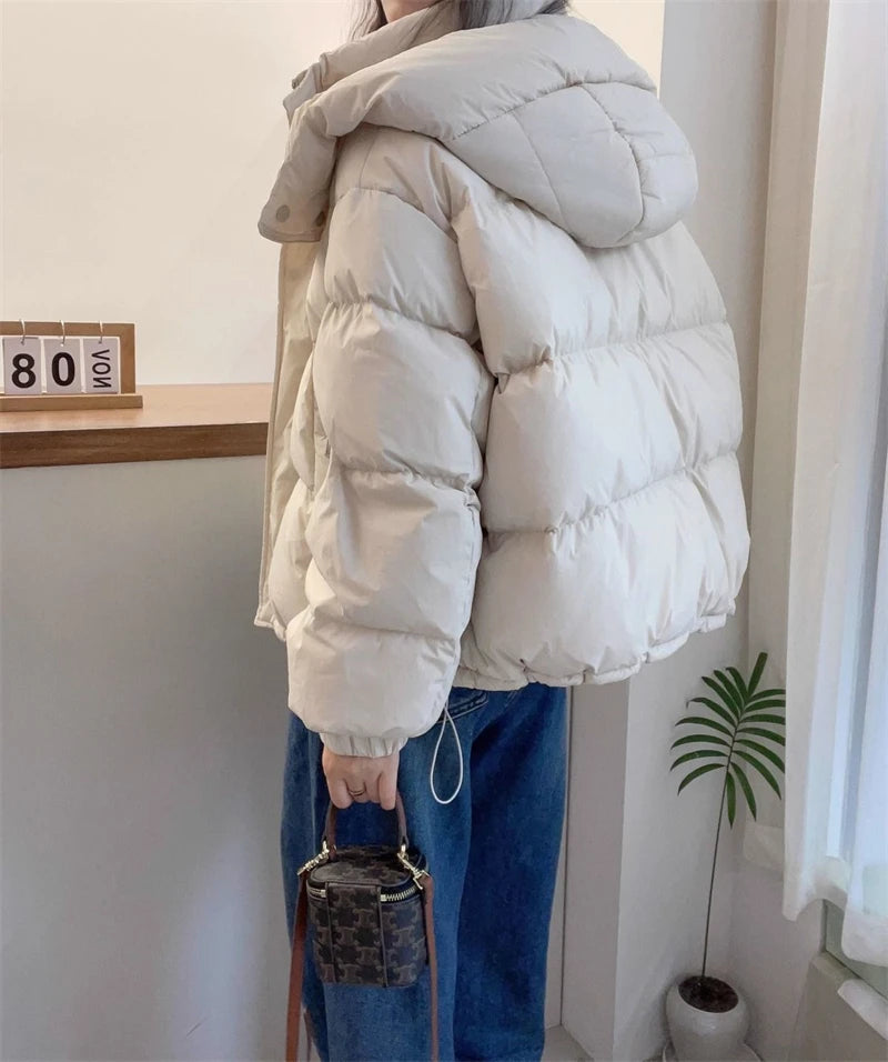 Women's Winter Padded Jacket Coat 2024 New Cotton Hooded Solid Thick Parka Waterproof Puffy Korean Fashion Oversize Outdoor