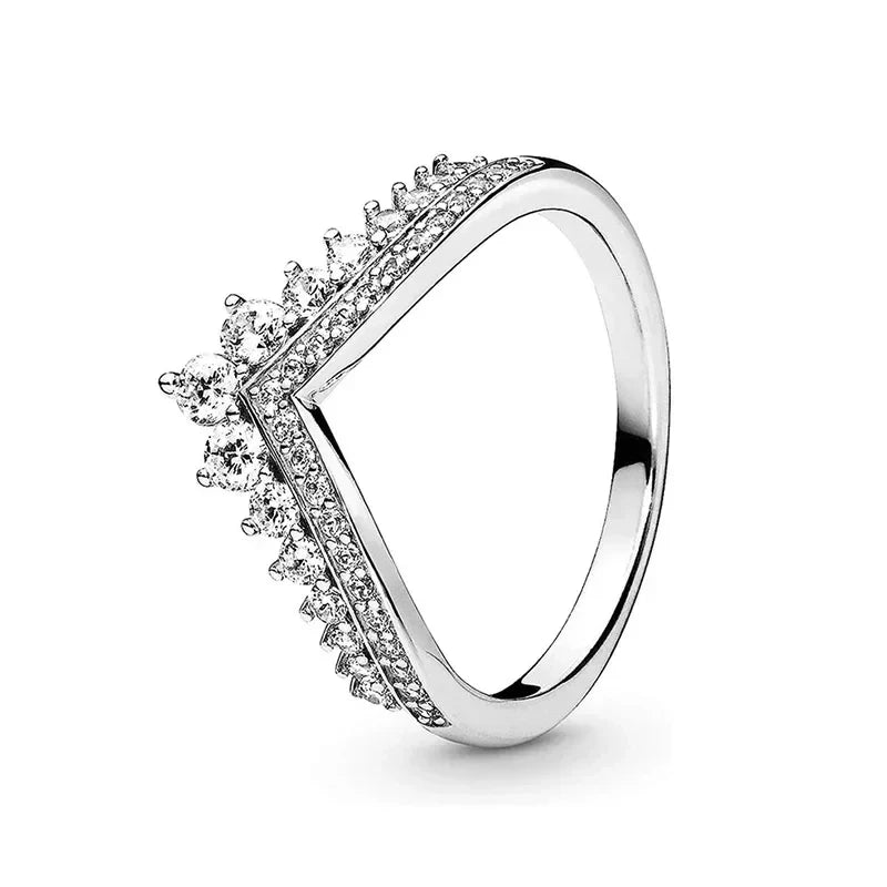 Hot Selling 925 Sterling Silver Classic Square Heart-shaped Crown Ring Exquisite Women's Jewelry Anniversary Surprise Gifts