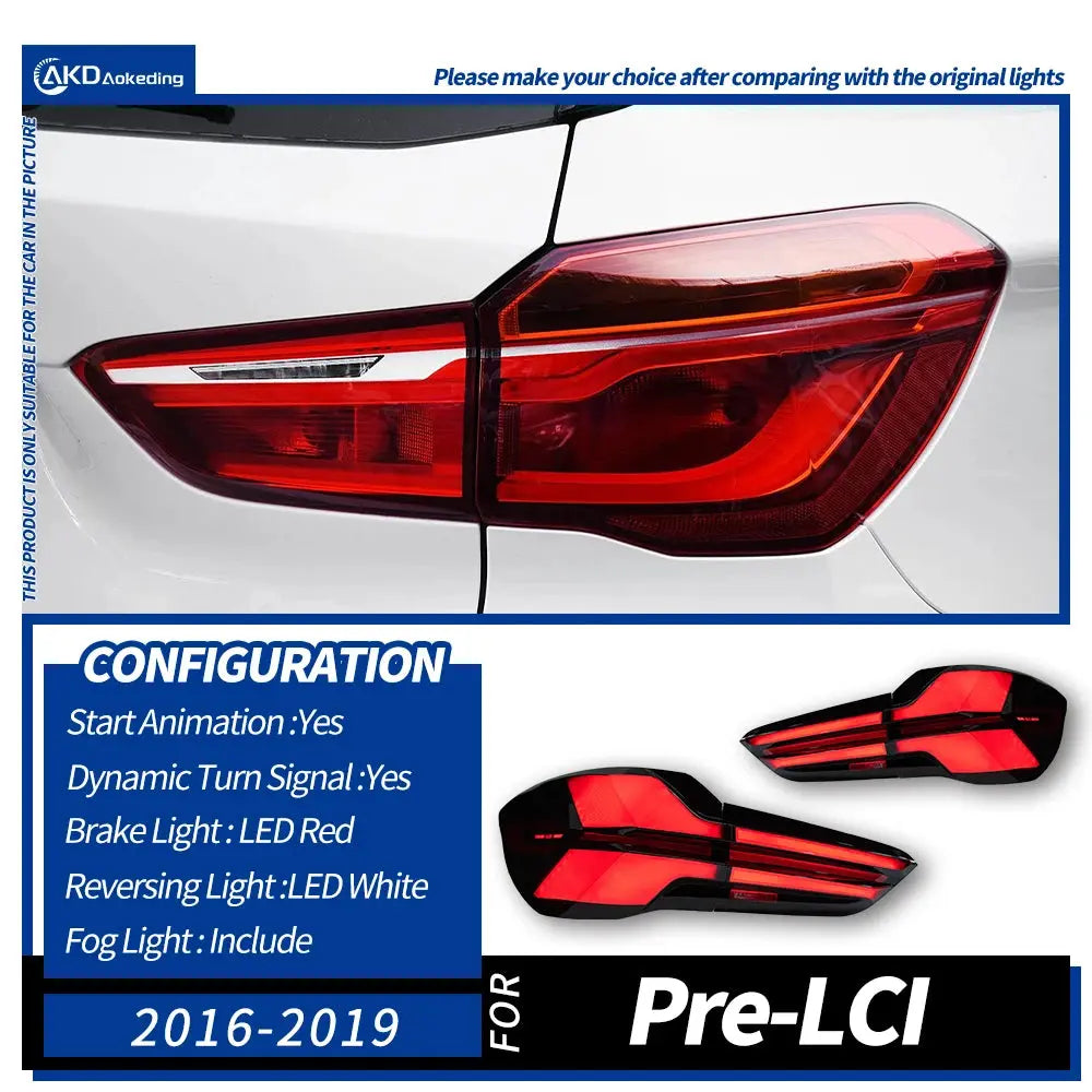 Car LED Tail Light Assemblies For BMW X1 F48 2014-2023 Auto Fog DRL Brake Turn Signal Lamp Plug and Play HALALZEN