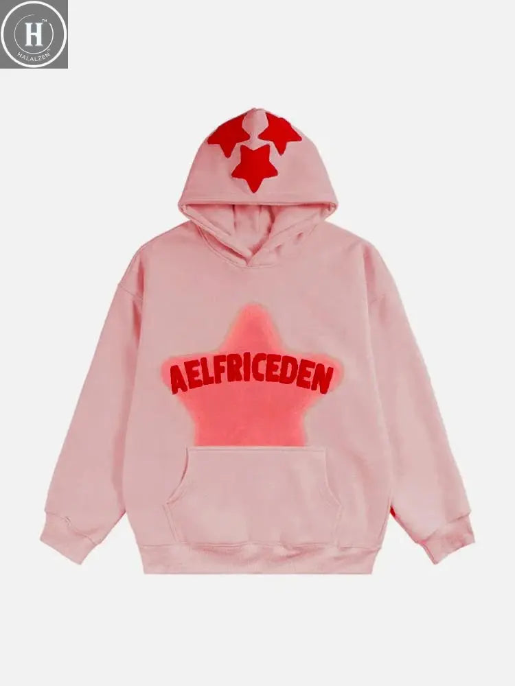 2024 Fall hip hop street graffiti hoodie women's retro casual sports baggy hoodie HALALZEN